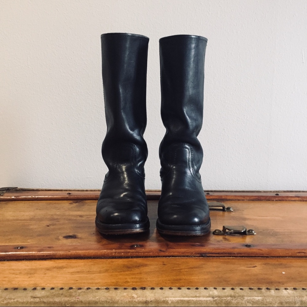 Vintage JC Penney Black Leather Campus Boots Men 7.5 D